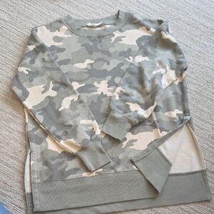 Pink Rose Camo Crewneck Sweatshirt - Olive & Cream